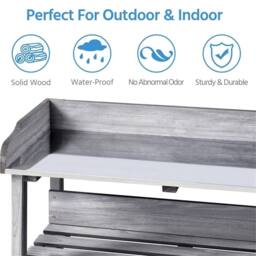EONLION Grey 3-layer Table Bench with 2 Storage Shelves - Size: 100 cm - thumbnail 5