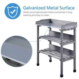 EONLION Grey 3-layer Table Bench with 2 Storage Shelves - Size: 100 cm - thumbnail 4