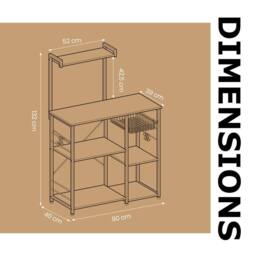 Pirlo Plush Industrial 4 Tier Kitchen Bakers Rack With Storage Shelves in Brown - thumbnail 9