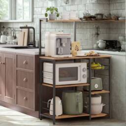 Pirlo Plush Industrial 4 Tier Kitchen Bakers Rack With Storage Shelves in Brown - thumbnail 4