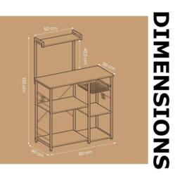 Pirlo Plush Industrial 4 Tier Kitchen Bakers Rack With Storage Shelves in Brown - thumbnail 8