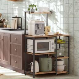 Pirlo Plush Industrial 4 Tier Kitchen Bakers Rack With Storage Shelves in Brown - thumbnail 3