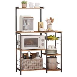 Pirlo Plush Industrial 4 Tier Kitchen Bakers Rack With Storage Shelves in Brown - thumbnail 7