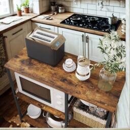 Pirlo Plush Industrial 4 Tier Kitchen Bakers Rack With Storage Shelves in Brown - thumbnail 5