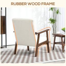 STILVORA Accent Chair with Wooden Frame in White Boucle - thumbnail 6
