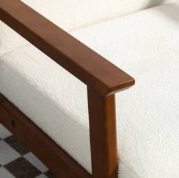 STILVORA Accent Chair with Wooden Frame in White Boucle - thumbnail 8