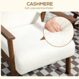 STILVORA Accent Chair with Wooden Frame in White Boucle - thumbnail 5