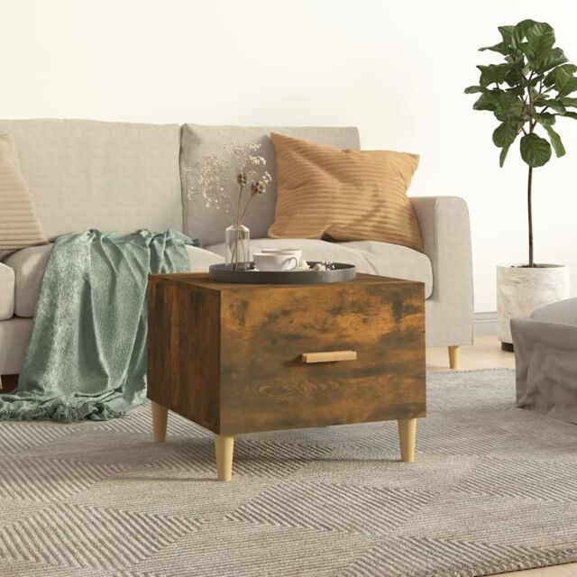 Berkfield Home Coffee Table Smoked Oak 50x50x40 cm Engineered Wood in Brown - Size: 50 x 50 x 40 cm - image 1