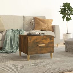 Berkfield Home Coffee Table Smoked Oak 50x50x40 cm Engineered Wood in Brown - Size: 50 x 50 x 40 cm - thumbnail 1
