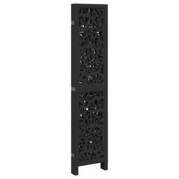 Berkfield Home Room Divider 5 Panels Black Solid Wood Paulownia - thumbnail 5