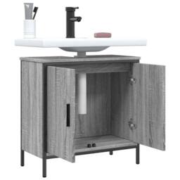 Berkfield Home Sturdy Bathroom Sink Cabinet Grey Sonoma 60x30x60 cm Engineered Wood - Size: 60 x 30 x 60 cm - thumbnail 4