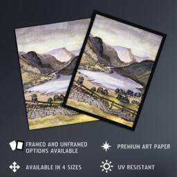 "Artery8 Thirlmere Watercolour Landscape Paul Nash Wall Art Poster Print - Size: W18"" x H24""" - thumbnail 2