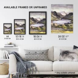 "Artery8 Thirlmere Watercolour Landscape Paul Nash Wall Art Poster Print - Size: W18"" x H24""" - thumbnail 3