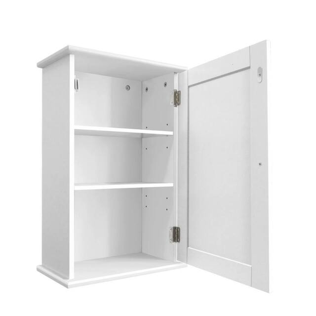 Nordara Bathroom Cabinet Single Wall Mounted 3-Tier Storage Cupboard, White - image 1