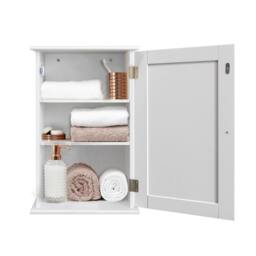 Nordara Bathroom Cabinet Single Wall Mounted 3-Tier Storage Cupboard, White - thumbnail 3