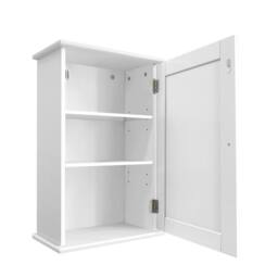 Nordara Bathroom Cabinet Single Wall Mounted 3-Tier Storage Cupboard, White