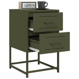 Berkfield Home Bedside Cabinets 2 pcs Olive Green 36x39x60.5 cm Steel - thumbnail 4