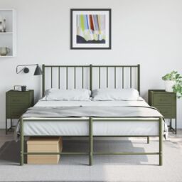 Berkfield Home Bedside Cabinets 2 pcs Olive Green 36x39x60.5 cm Steel - thumbnail 3