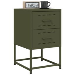 Berkfield Home Bedside Cabinets 2 pcs Olive Green 36x39x60.5 cm Steel - thumbnail 1