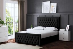 DS Living Allegra Upholstered Black Bed with Headboard - Size: Super King - thumbnail 1