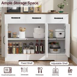 NESTLUNE Kitchen Cabinet with 3 Drawers & 3 Doors Wooden in White - Size: 100 cm x 15 cm - thumbnail 6