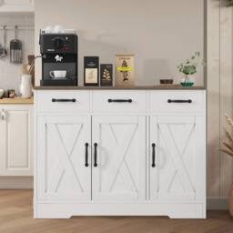 NESTLUNE Kitchen Cabinet with 3 Drawers & 3 Doors Wooden in White - Size: 100 cm x 15 cm - thumbnail 3