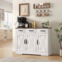NESTLUNE Kitchen Cabinet with 3 Drawers & 3 Doors Wooden in White - Size: 100 cm x 15 cm - thumbnail 4