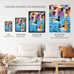 "Wee Blue Coo Wall Art Print Bathtime Buddies Vibrant Oil Painting Abstract Bath Ducks in Water Poster - Size: W18"" x H24""" - thumbnail 3
