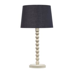 First Choice Lighting Bobbin - Ivory Lamp with Black & Gold Shade in White - thumbnail 1