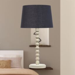 First Choice Lighting Bobbin - Ivory Lamp with Black & Gold Shade in White - thumbnail 5
