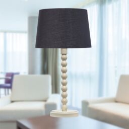 First Choice Lighting Bobbin - Ivory Lamp with Black & Gold Shade in White - thumbnail 6