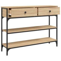Berkfield Home Decorative Console Table Sonoma Oak 100x25x75 cm Engineered Wood in Light Oak - Size: 100 x 25 x 75 cm - thumbnail 5