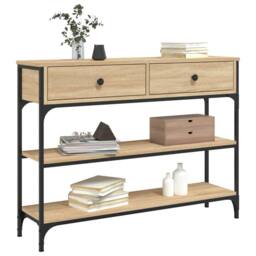 Berkfield Home Decorative Console Table Sonoma Oak 100x25x75 cm Engineered Wood in Light Oak - Size: 100 x 25 x 75 cm - thumbnail 1