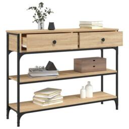 Berkfield Home Decorative Console Table Sonoma Oak 100x25x75 cm Engineered Wood in Light Oak - Size: 100 x 25 x 75 cm - thumbnail 4
