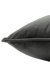 Paoletti Hortus Embroidered Bee Soft Velvet Pipe Trimmed Cushion in Charcoal - Size: 50 cm x 50 cm - thumbnail 4