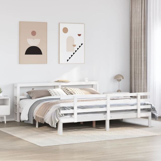 Berkfield Home Bed Frame with Headboard without Mattress White 180x200 cm Super King - image 1
