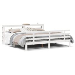 Berkfield Home Bed Frame with Headboard without Mattress White 180x200 cm Super King - thumbnail 2