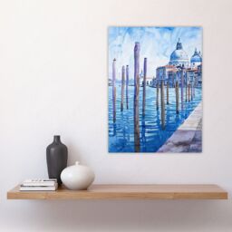 "Artery8 Venice St Mark's Basilica Watercolour Blue Wall Art Print - Size: W18"" x H24""" - thumbnail 4