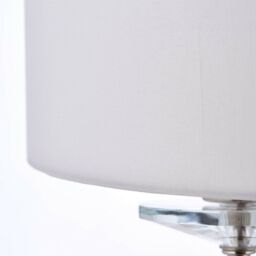 Loops Dimmable Twin Wall Light Nickel & White Fabric Shade Curved Arm Lamp Fitting in Metallics - thumbnail 3