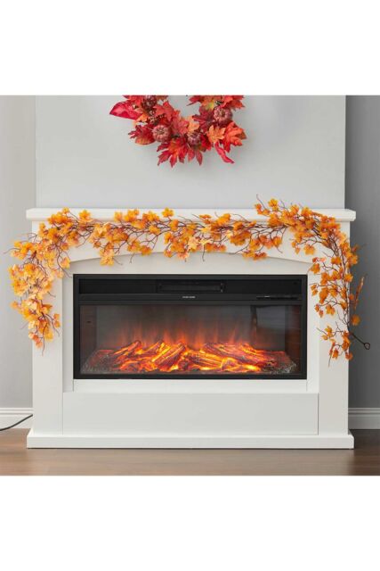 Living and Home 2m Faux Autumn Maple Leaf Garland for Home Décor Halloween in Orange - image 1