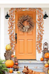 Living and Home 2m Faux Autumn Maple Leaf Garland for Home Décor Halloween in Orange - thumbnail 2