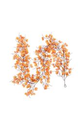 Living and Home 2m Faux Autumn Maple Leaf Garland for Home Décor Halloween in Orange - thumbnail 4