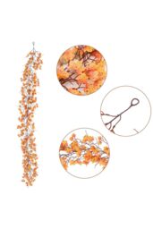 Living and Home 2m Faux Autumn Maple Leaf Garland for Home Décor Halloween in Orange - thumbnail 5
