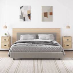 Berkfield Home Wall-mounted Bedside Cabinets 2 pcs Sonoma Oak 41.5x36x53cm in Light Oak - Size: 41.5x36x53 cm - thumbnail 3