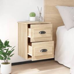 Berkfield Home Wall-mounted Bedside Cabinets 2 pcs Sonoma Oak 41.5x36x53cm in Light Oak - Size: 41.5x36x53 cm - thumbnail 4