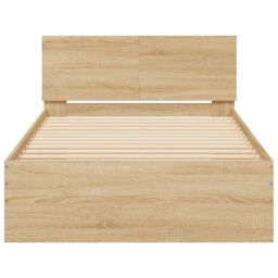 Berkfield Home Bed Frame without Mattress with Headboard Sonoma Oak 100x200 cm in Brown - thumbnail 5