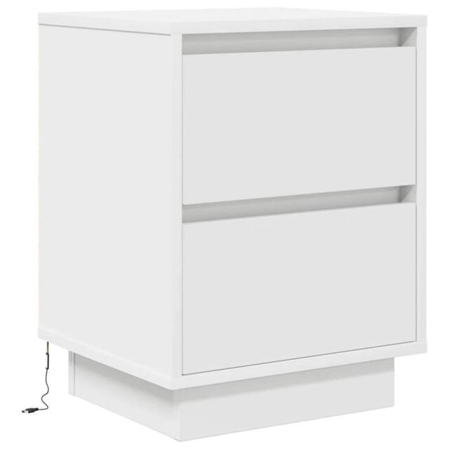 Berkfield Home Modern Bedside Cabinet with LED Lights¬†White 38x34x50 cm in White - Size: 38 x 34 x 50 cm - image 1