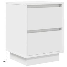 Berkfield Home Modern Bedside Cabinet with LED Lights¬†White 38x34x50 cm in White - Size: 38 x 34 x 50 cm - thumbnail 1