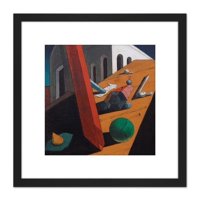Artery8 Giorgio De Chirico Evil Genius Of A King 8X8 Inch Square Wooden Framed Wall Art Print Picture with Mount in Black - image 1