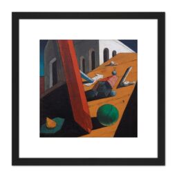 Artery8 Giorgio De Chirico Evil Genius Of A King 8X8 Inch Square Wooden Framed Wall Art Print Picture with Mount in Black - thumbnail 1